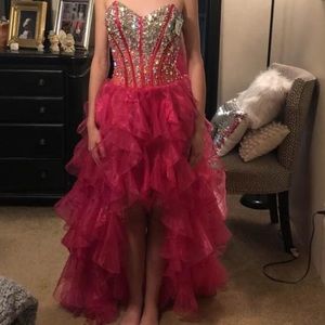 Fuchsia hi-low fun fashion dress